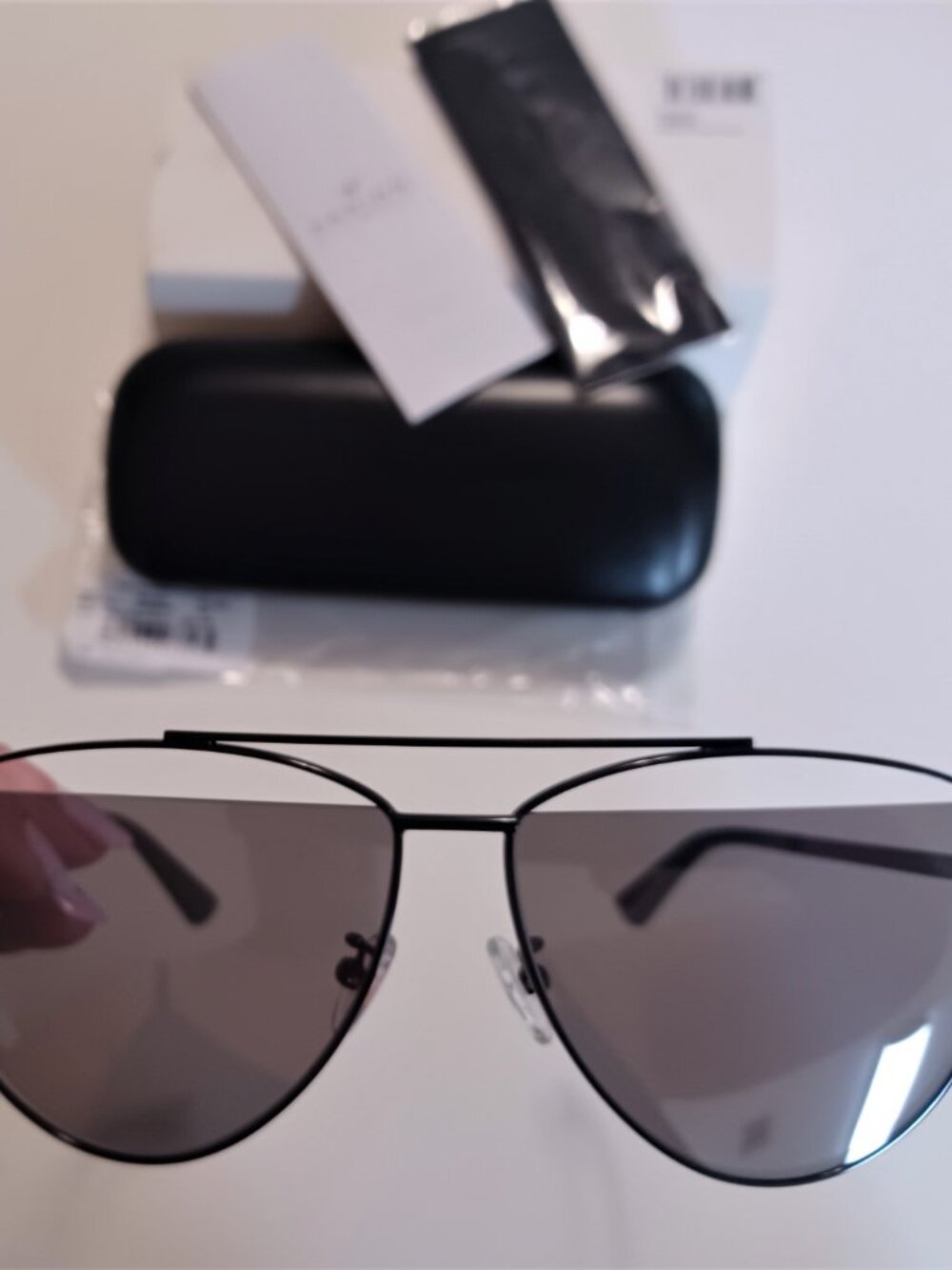 NIB McQ Alexander McQueen Black & Gray Aviator Sunglasses
